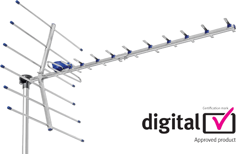 TV aerial with Approved Digital logo